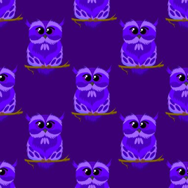 Mor baykuş çizimi, pürüzsüz desen