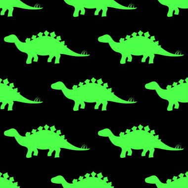 Dinozor siluetleri, pürüzsüz desenler, vektör çizimleri