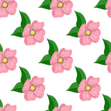 Pembe çiçekler, çizimler, kusursuz desenler.