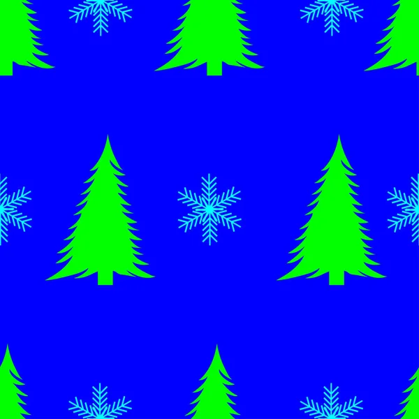 クリスマスツリーと雪の結晶 シームレスなパターン — ストックベクタ