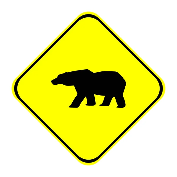 Caution Bear Sign Drawing White Background — Stock Vector