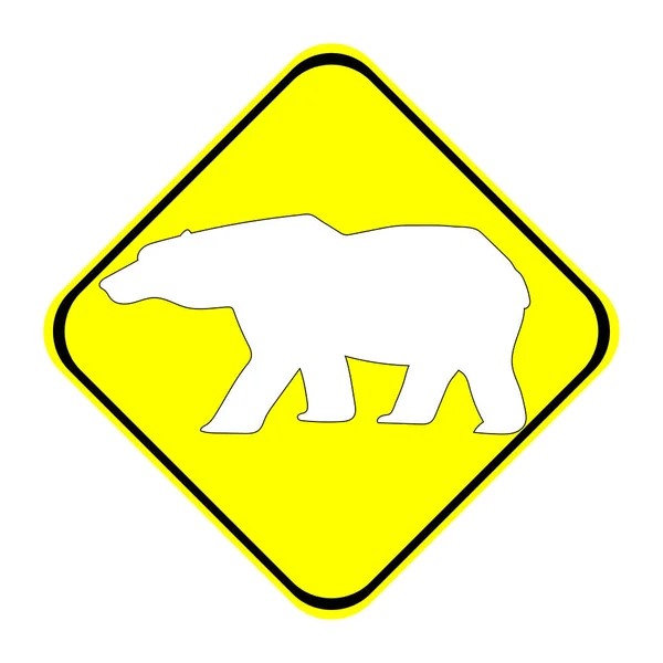 Caution Bear Sign Drawing White Background — Stock Vector