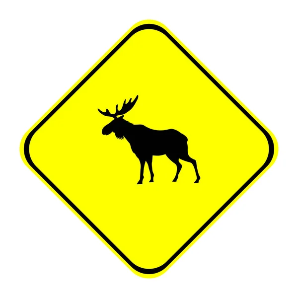 Attention Wapiti Panneau Signalisation Dessin Sur Fond Blanc — Image vectorielle