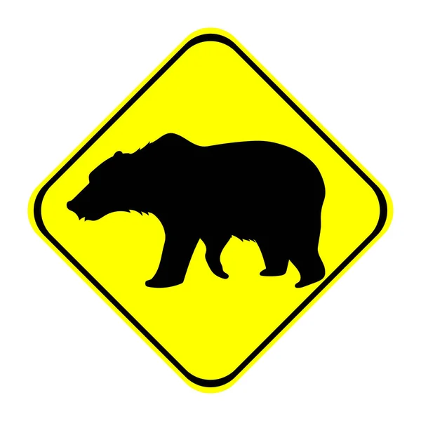 Caution Bear Sign Drawing White Background — Stock Vector