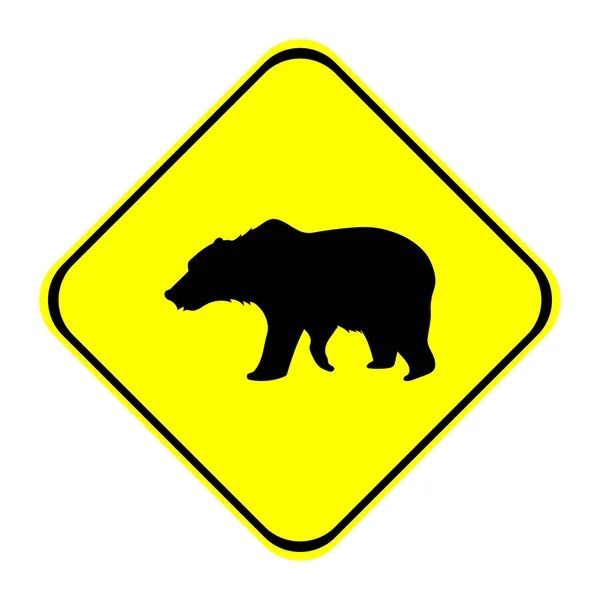Cuidado Urso Sinal Desenho Fundo Branco — Vetor de Stock