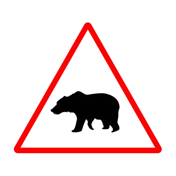 Caution Bear Road Sign Drawing White Background — Stock Vector