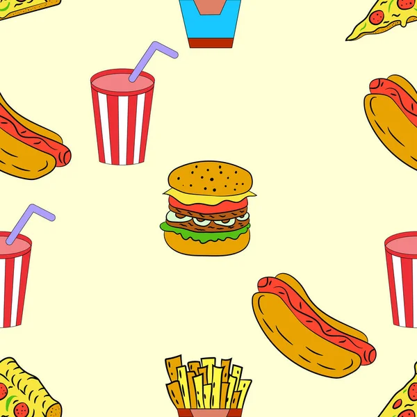 fast food drawing, seamless pattern
