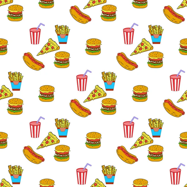fast food drawing, seamless pattern