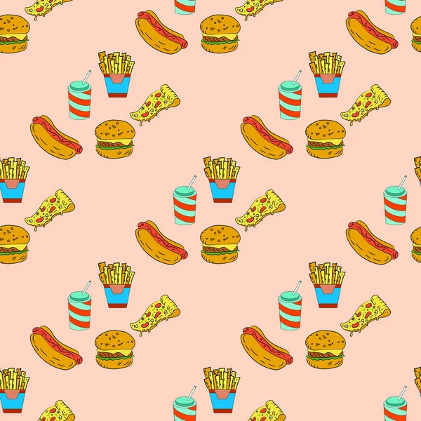 fast food drawing, seamless pattern