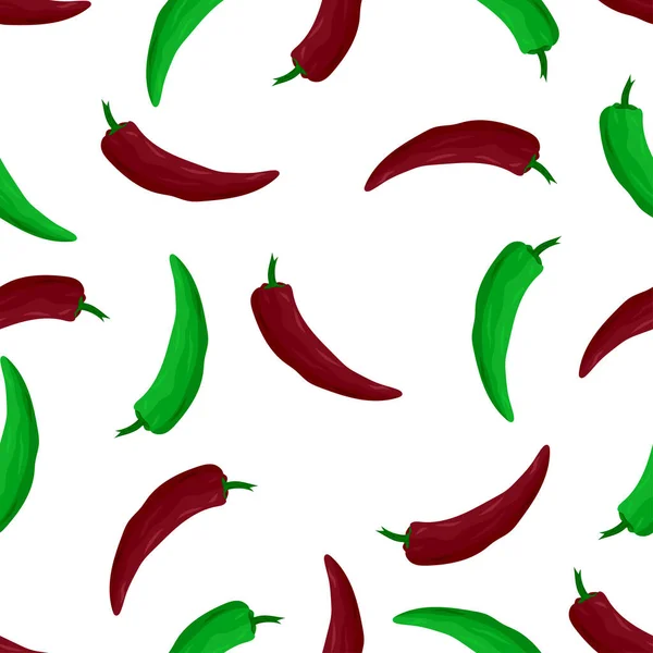 Rote Und Grüne Chilischoten Nahtloses Muster — Stockvektor