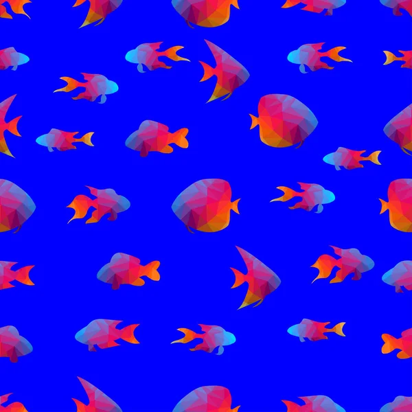 Low Poly Fish Seamless Pattern — Stockový vektor