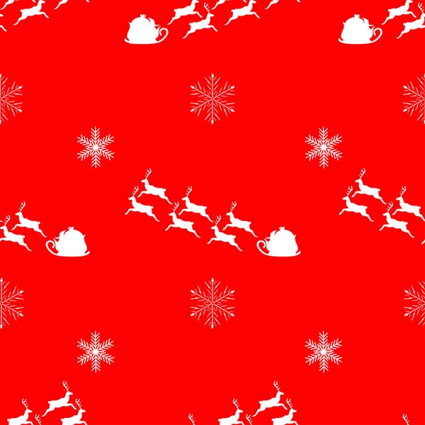 Papai Noel Trenó Flocos Neve Padrão Sem Costura —  Vetores de Stock