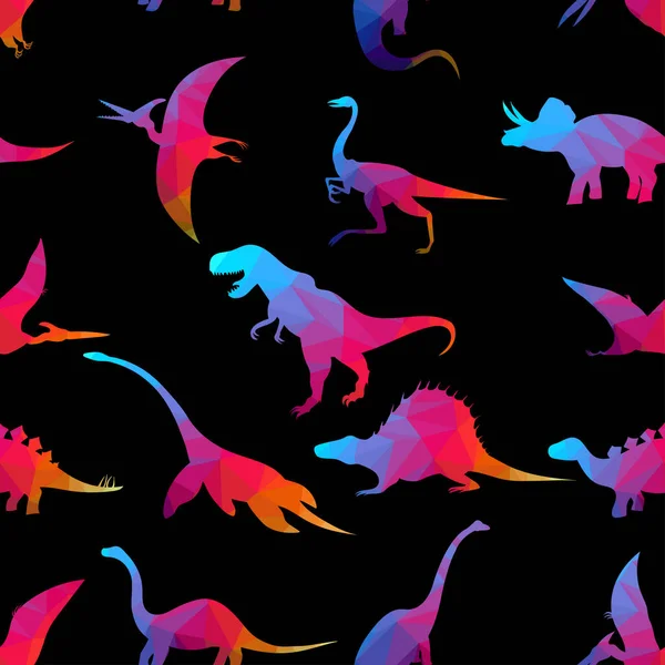Dinozor siluetleri, pürüzsüz desenler, vektör çizimleri
