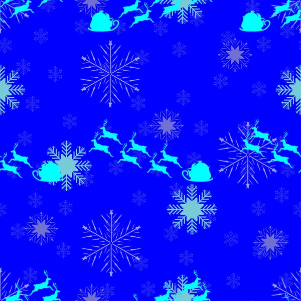 Santa Claus Saních Sněhových Vločkách Hladký Vzor — Stockový vektor