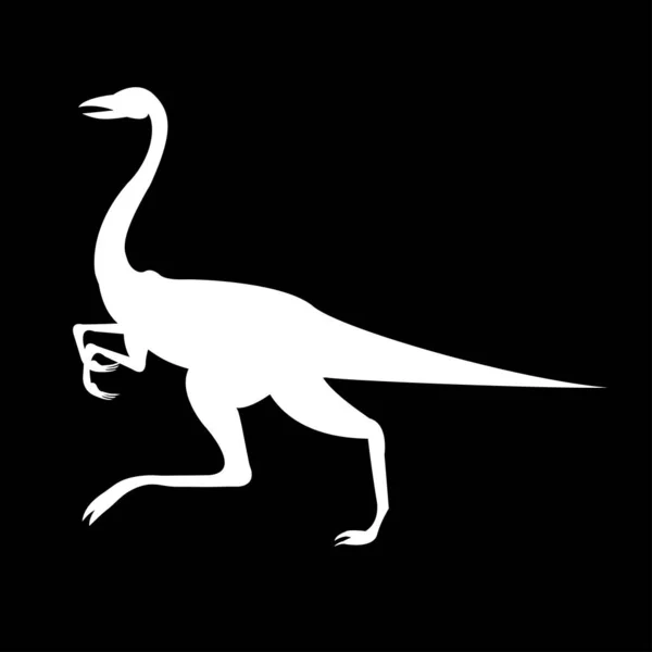 Silhouette Dessin Rapide Dinosaure Sur Fond Noir — Image vectorielle