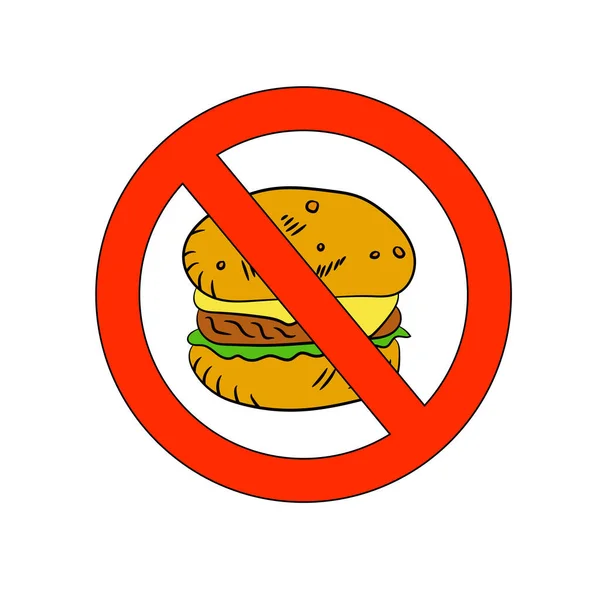 禁止在白色背景上画汉堡包标志 — 图库矢量图片