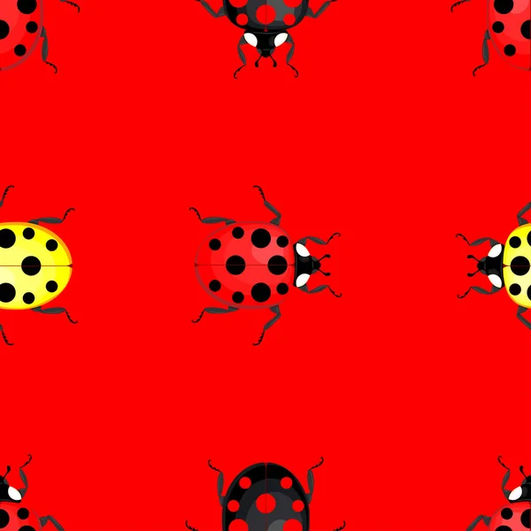 Modello Carino Piccole Coccinelle Rosse — Vettoriale Stock