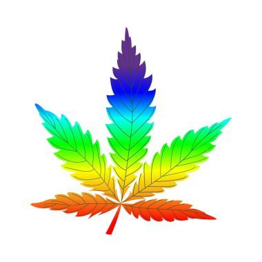 beyaz arkaplanda izole edilmiş renkli kenevir yaprağı