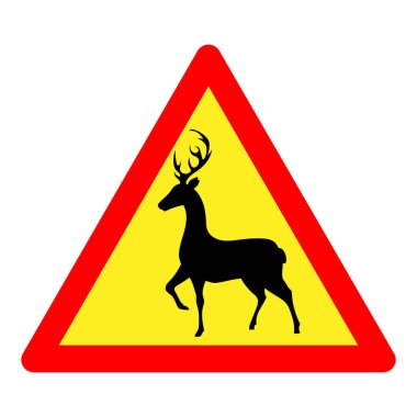 Beyaz üzerinde geyik olan yol işareti