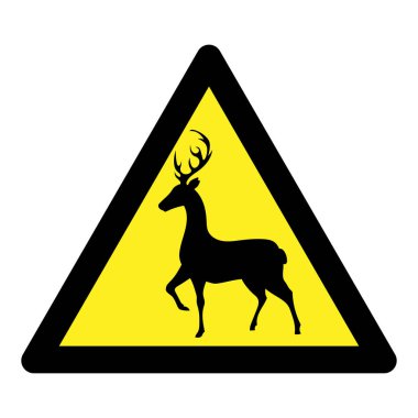 Beyaz üzerinde geyik olan yol işareti