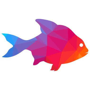 Renkli üçgenlerden oluşan balıkların soyut arkaplanı