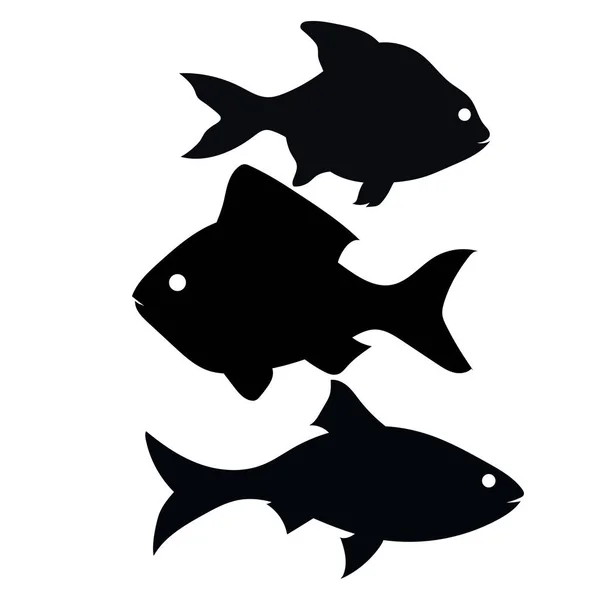 Icône Poisson Noir Blanc — Image vectorielle