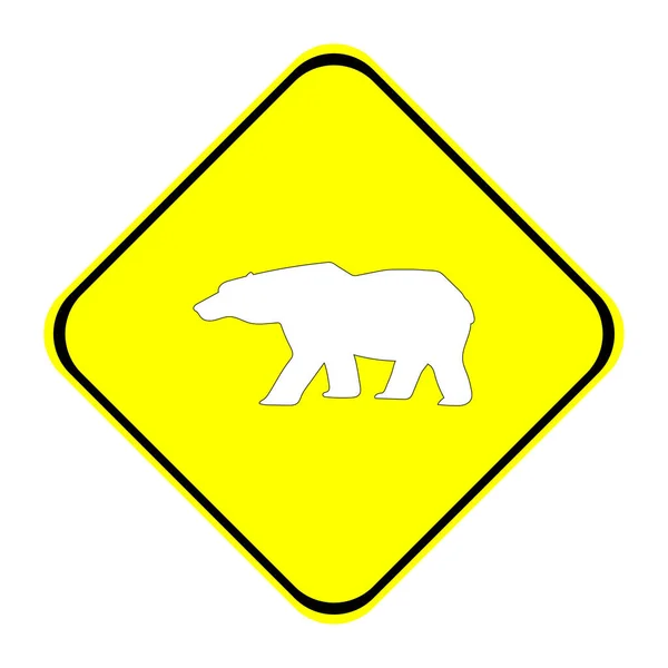 Road Sign Icon Bear Yellow Background — Stock Vector