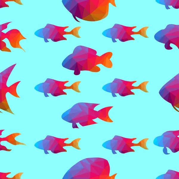Abstracte Achtergrond Van Vissen Bestaande Uit Gekleurde Driehoeken — Stockvector