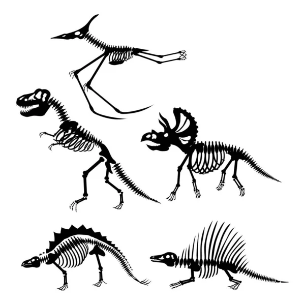 Motif Dinosaures Noirs Blancs — Image vectorielle