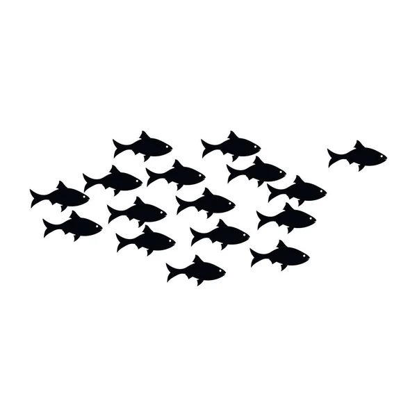Schwarz Weiße Fisch Ikone — Stockvektor