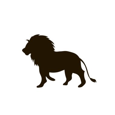 Beyaz arkaplanda aslan siluetinin vektör çizimi