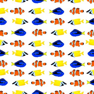 Renkli balıklarla kusursuz bir desen. vektör illüstrasyonu