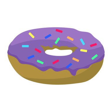 Çörek ikonu. Web için donut vektör simgesinin düz çizimi