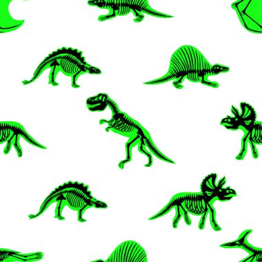 Arka planda dinazorlar olan kusursuz desen, vektör illüstrasyonu