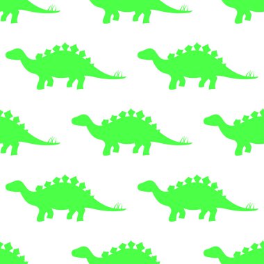 Beyaz zemin üzerinde yeşil dinozorlar olan pürüzsüz desen