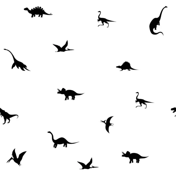 白い背景の恐竜とのシームレスなパターンベクトルイラスト — ストックベクタ