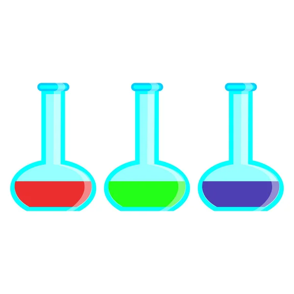 Test Tubes Icons Colorful Vector Flasks White Background — Stock Vector