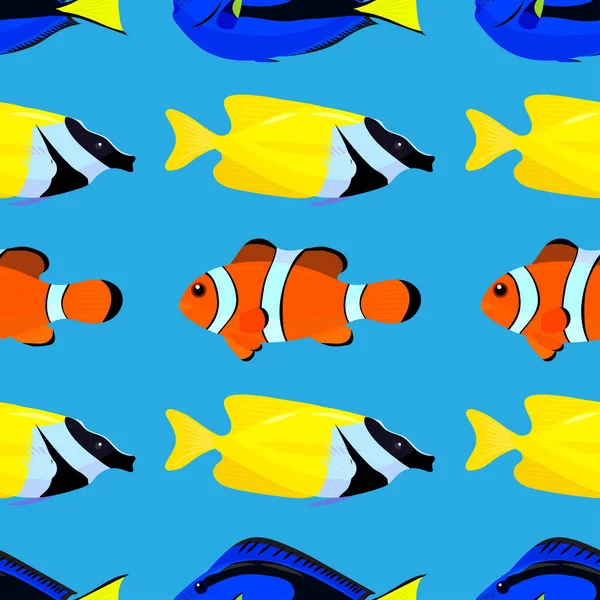 Bezešvé Vzor Barevnými Rybami Vektorová Ilustrace — Stockový vektor