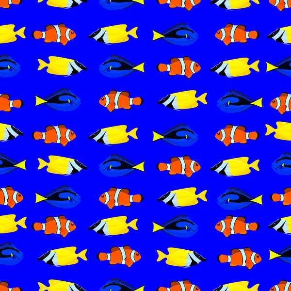 Renkli balıklarla kusursuz bir desen. vektör illüstrasyonu