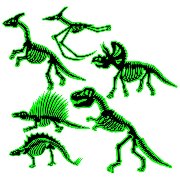 Set Sagome Dinosauri Illustrazione Vettoriale — Vettoriale Stock