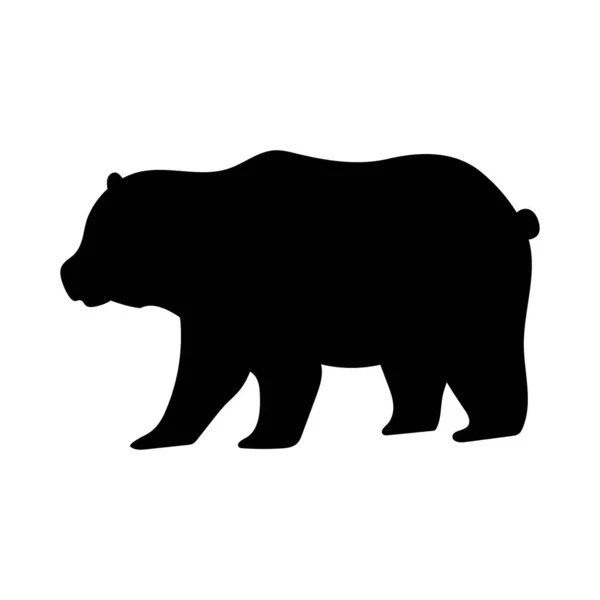 Urso Silhueta Ilustração Preto Branco Vetor Sobre Fundo Branco — Vetor de Stock