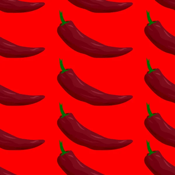 Reife Paprika Nahtloses Muster Auf Rotem Hintergrund Vektorillustration — Stockvektor