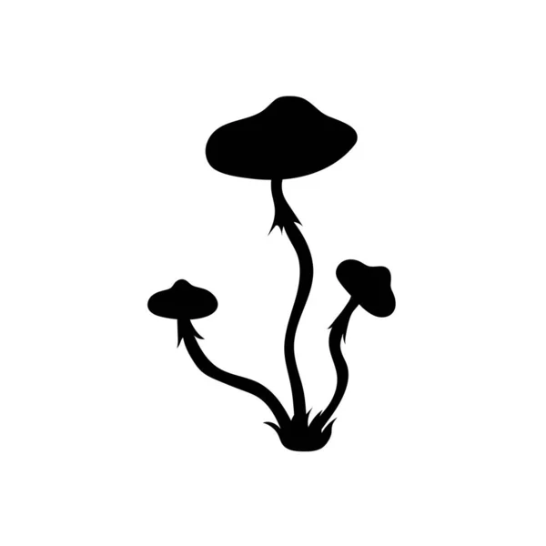 Silhouette Nera Icona Funghi Illustrazione Vettoriale — Vettoriale Stock