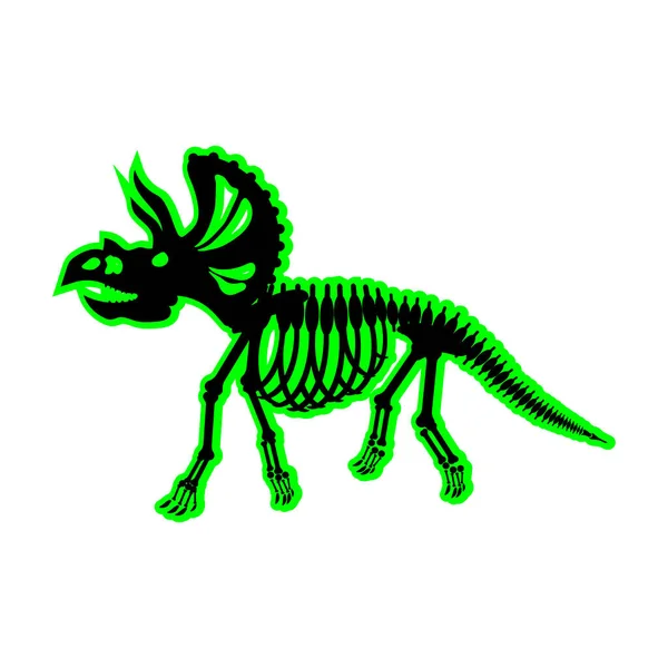 Triceratops Skelet Tekening Witte Achtergrond Vector Illustratie — Stockvector
