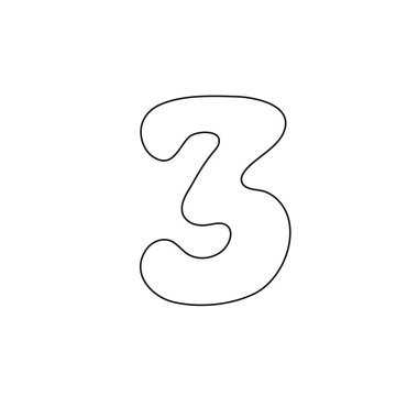 3 numaralı simge vektör çizim şablonu 