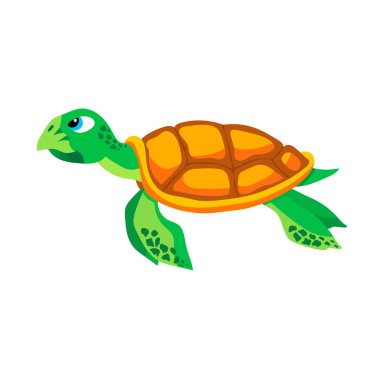 Şirin kaplumbağa çizgi film vektör çizimi grafik tasarımı