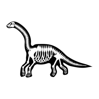 Beyaz arkaplanda dinozor iskeleti simgesi, vektör illüstrasyonu