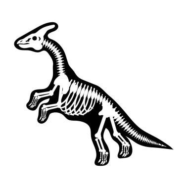 Beyaz arkaplanda dinozor iskeleti simgesi, vektör illüstrasyonu