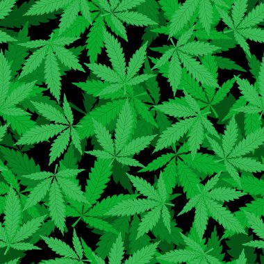 Siyah arka planda kenevir yapraklı vektör deseni. modern illüstrasyon