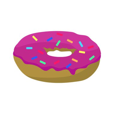 Çörek ikonu. Web için donut vektör simgesinin düz çizimi